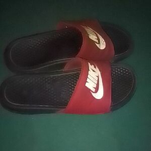 Nike Red and Black Slide Sandals